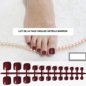 Détails Sur Faux Ongles Orteils Capsules Tips A Coller Nail Art Manucure Marron Man878
