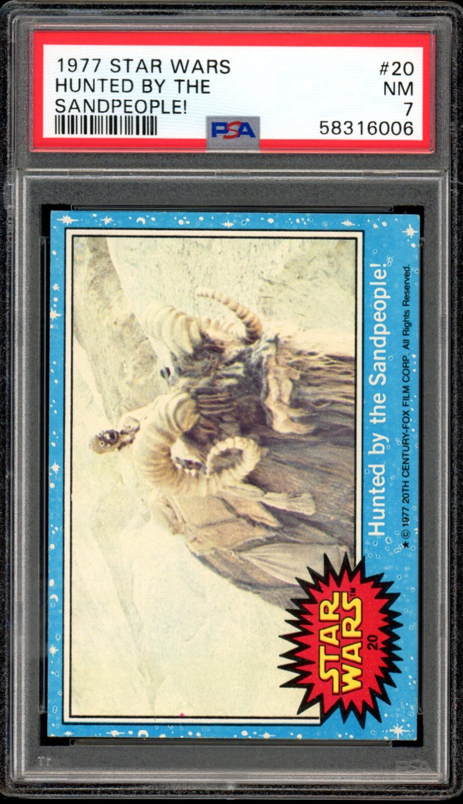 1977 Star Wars Topps #20 Hunted By The Sandpeople! PSA 7 NM