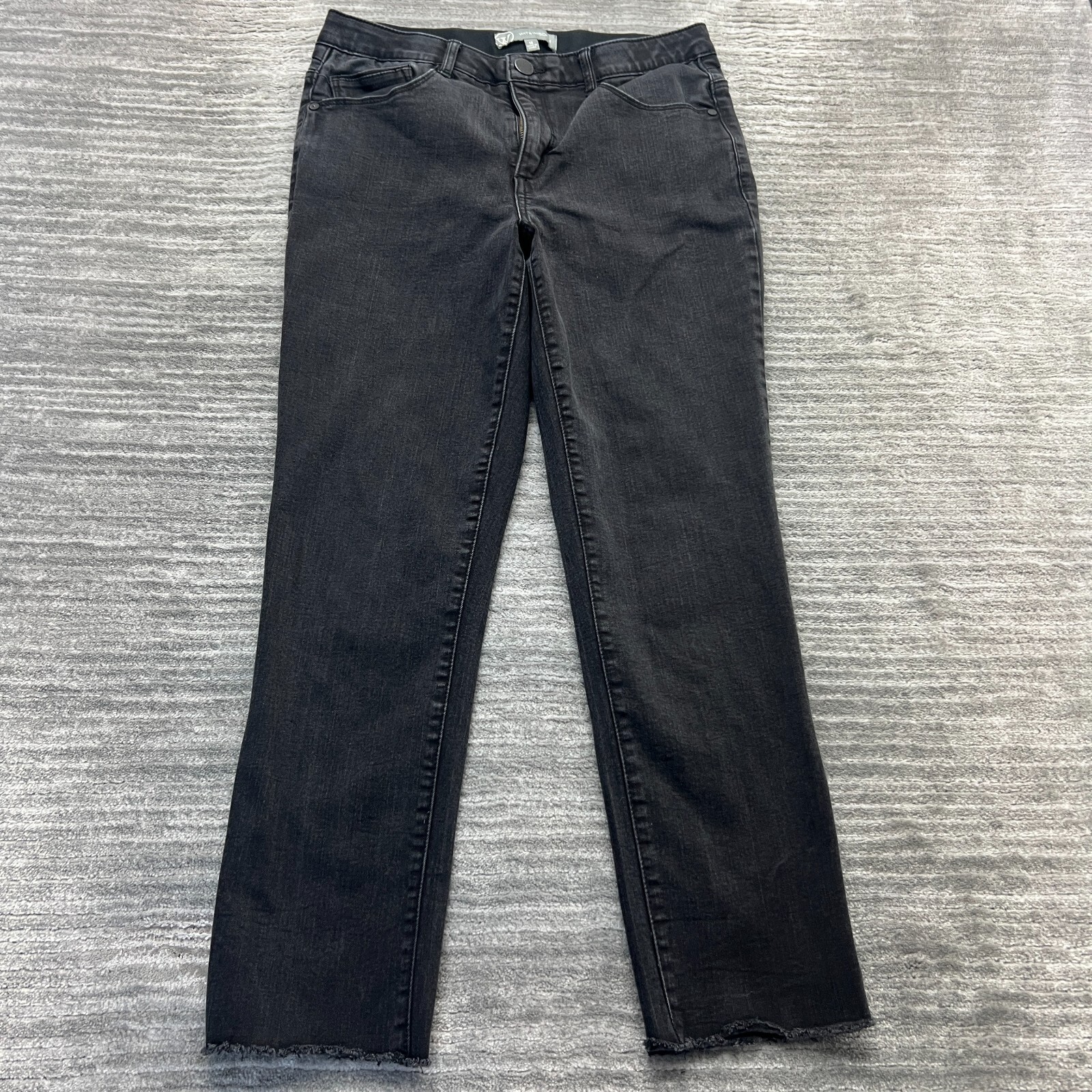 Wit & Wisdom Jeans Size 10 Womens Straight Mid Rise Stretch Black Denim