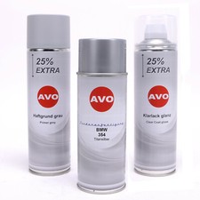 Autolack Spraydose Set für BMW 354 Titansilber met Lack Klarlack Grundierung AVO