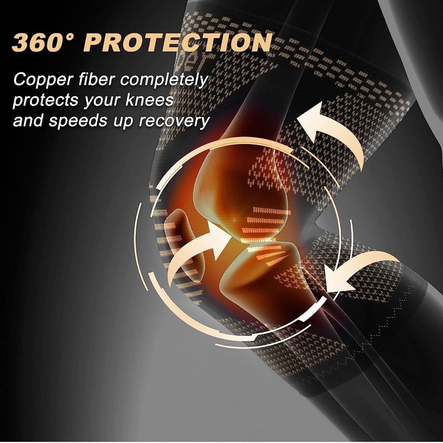Copper Knee Support Compression Sleeve Brace Patella Arthritis Pain ...