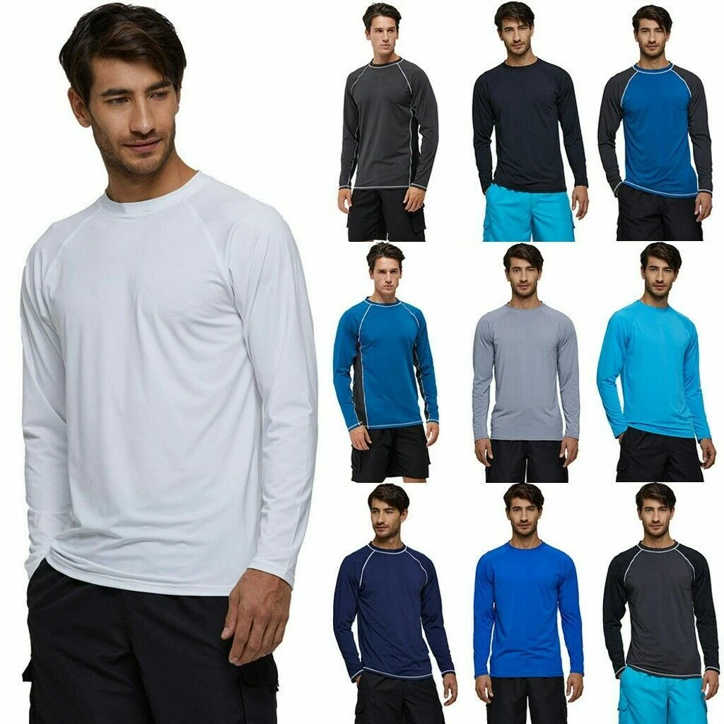 Men's UPF 50+ UV Protection Long Sleeve T-Shirt Sun Block Casual