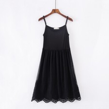 Women Lace Mesh Extender Cami Dress Petticoat Slip Layered Vest Underdress