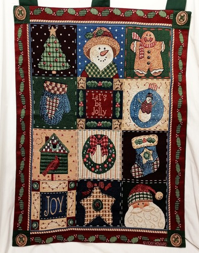 Let's be Jolly Christmas Tapestry Multi-color 25" x 34" Snowman Gingerbread Man