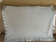 Minky Dot Blue Baby Blanket Lovey Satin Binding and Backing 40x30