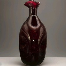 1940s RARE BLENKO RUBY RED HAND-BLOWN PINCHED Dimple DECANTER 49