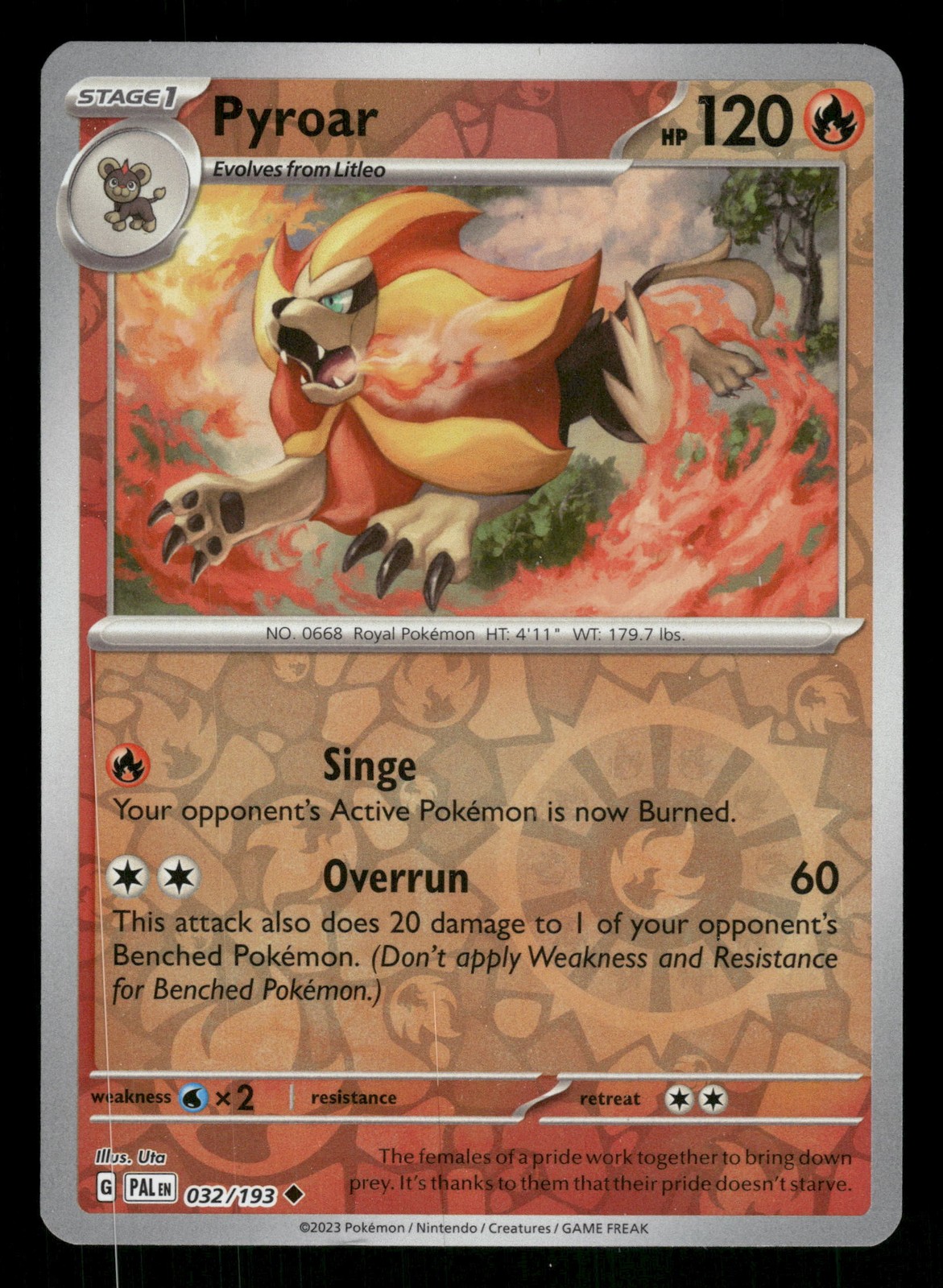Pyroar 032/193 Reverse Holo Pokemon SV02: Paldea Evolved