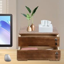 Wooden Desktop Jewelry Storage Cabinet with Lockable Drawers and Organizer