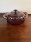 Vtg Pyrex VISION Corning Ware 2.5qt 2.5L Cranberry Casserole Dish With Lid