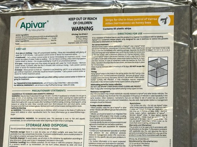 #ad Apivar® 60 Strips for the in hive control of Varroa mites $195.00
