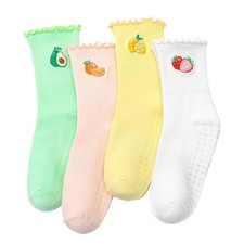 4 Pairs Women NonSlip Yoga Socks Cute Ruffle Grippy Socks for Pilates Barre B...