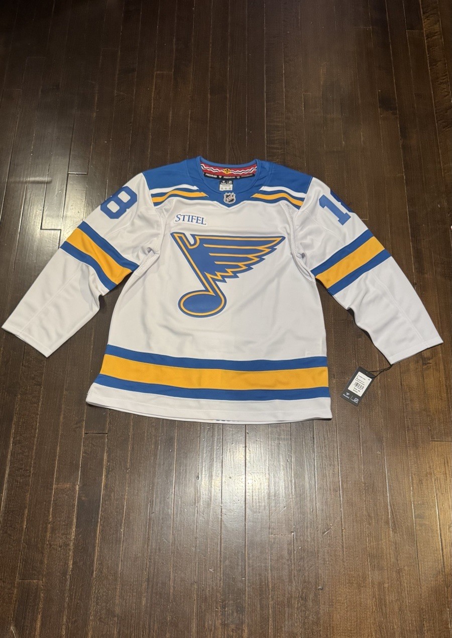 Fanatics St. Louis Blues Robert Thomas #18 NHL Hockey Jersey White/Blue 50