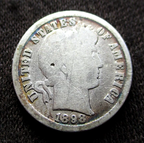 SILVER COIN UNITED STATES OF AMERICA 1898 "BARBER DIME" PHILADELPHIA