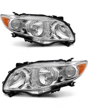 Pair Headlights For 2009-2010 Toyota Corolla Chrome Headlamps Leftright