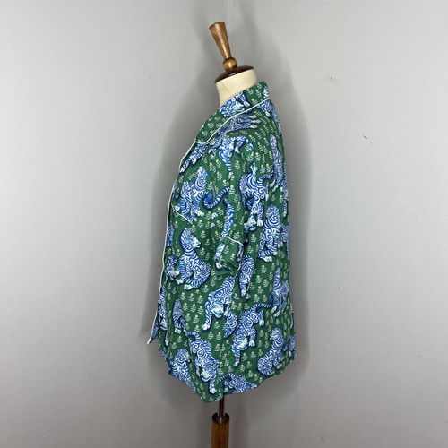 Print Fresh Women Pajama Tiger Queen Jade Short Sleeve Top Cotton Large L - Picture 2 of 9