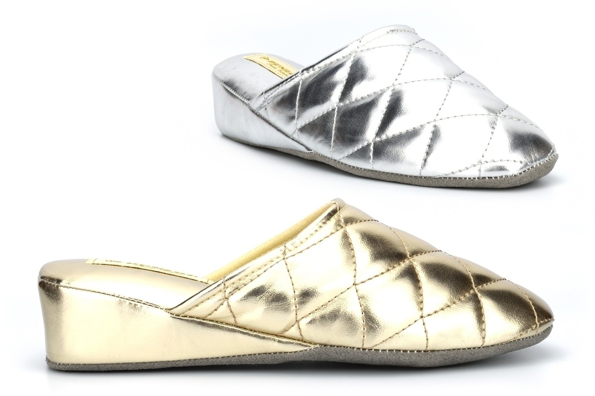 Womens Wedge Slippers Dunlop Womens Mule Slippers Ladies Slip On Slippers Gold image 2
