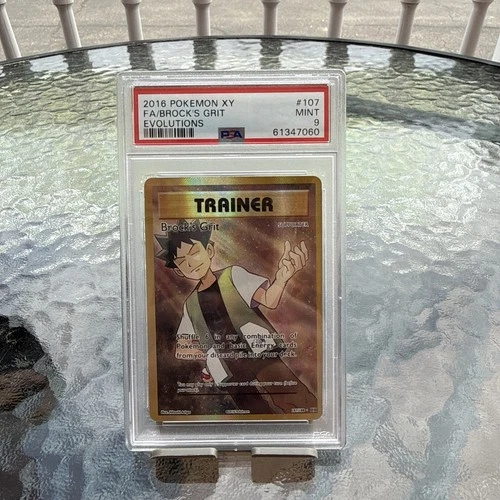 2016 Pokemon XY Evolutions Brock's Grit Full Art #107 PSA 9
