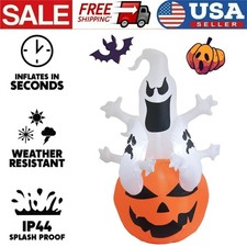 6 FT Halloween Inflatable Cute Pumpkin Ghost ...