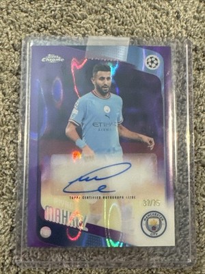 RIYAD MAHREZ 2025-26 Topps Chrome UEFA Purple Wave Refactor Auto #/75 Man City