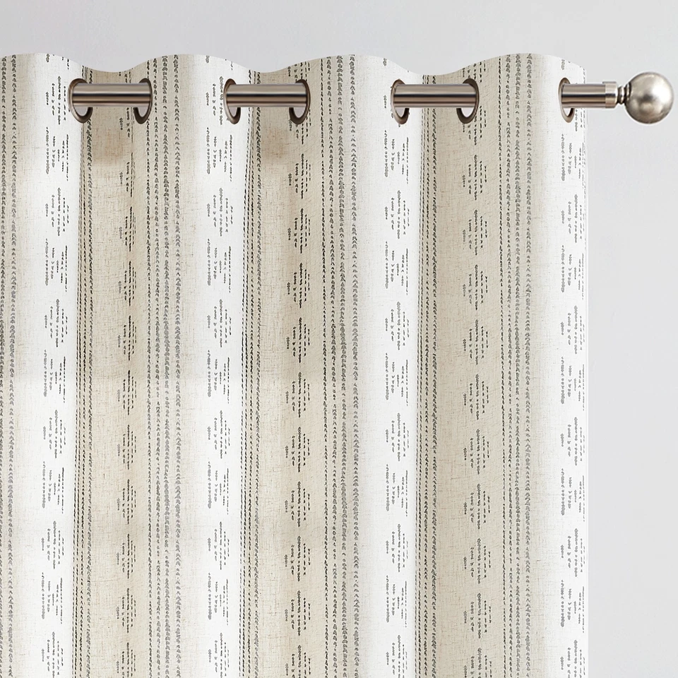 Jinchan Boho Cortinas de Mezcla de Lino para Sala Dormitorio Estilo Granja Foto 4 de 4