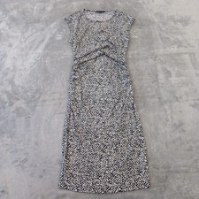 Banana Republic Bodycon Dress Small Black Geometric Sleeveless Ruched Pullover