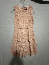 Lulus Dress Womens Small Pink Lace Tiered Ruffle Fit & Flare Mini Party