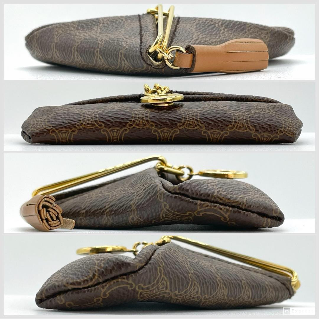 Celine Old Macadam Triangular Coin Case Brown Pvc… - image 2