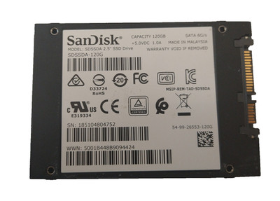 SanDisk 120GB SSD SATA SDSSDA-120G S/N: 185104804752 #NFP3102