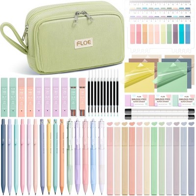 62 PCS Aesthetic School Supplies Preppy Stationary Set Pencil Pouch Student