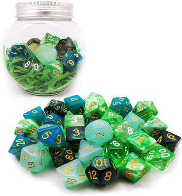 Bescon 35Pcs Polyhedral RPG Dice Emeralds Set, DND Role Playing Game Dice Green 