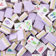160 American Mahjong Tiles 4  Layer Acrylic Lavender Purple Engraved Set