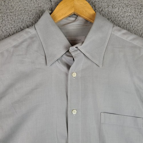 Ermenegildo Zegna Button Up Dress Shirt Men's Large Gray Made In Romania - Picture 2 of 9