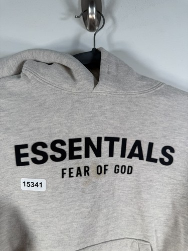 Essentials Fear Of God Kids Pullover Fleece Cropped Hoodie Gray Size Medium (8) - Picture 6 of 16