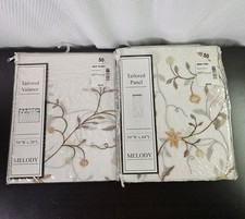 NEW VTG Curtain Set "Melody" Tailored Panel Valance Floral Design NWT