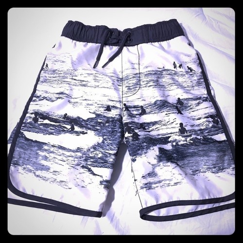 Gap Kids Surf Ocean Scene Boys Bathing Swim Trunks Elastic Waist Size Small 6-7