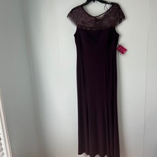 R M Richards Plum Beaded Neckline Gown Mother of the Bride Formal Dress Size 12