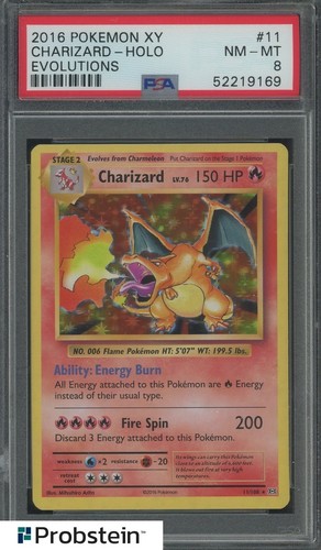 2016 Pokemon XY Evolutions #11 Charizard Holo PSA 8 NM-MT