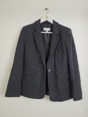 M&S Women's Size 12 Waffle Textured Single Button Blazer Black NEW F2
