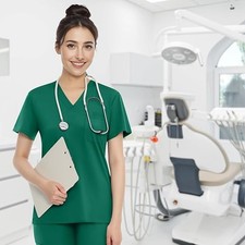 V-Neck Women Nurse Uniform Suit Women Medical Scrubs Top and Pants Light Green