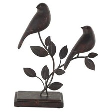 Polystone Bird Decorative Sculpture Perching Home Decor 8" x 3" x 10" Black