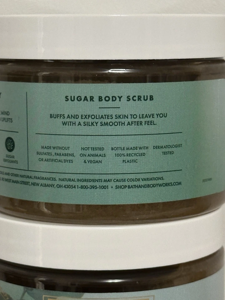 Bath Body Works EUCALYPTUS SPEARMINT Sugar Body Scrub with Jojoba Oil 2pcs New - Image 3 of 4