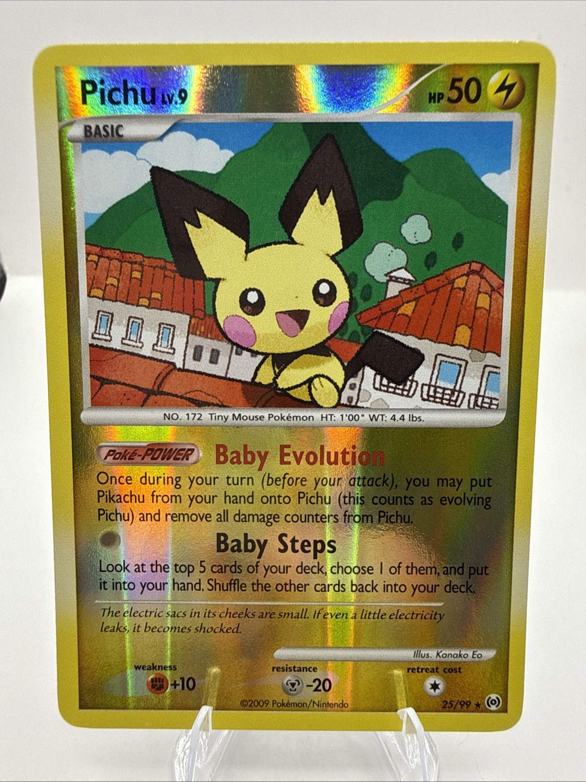 2009 Pokemon PICHU Arceus Set REVERSE HOLO Foil Rare Platinum Series Card 25/99