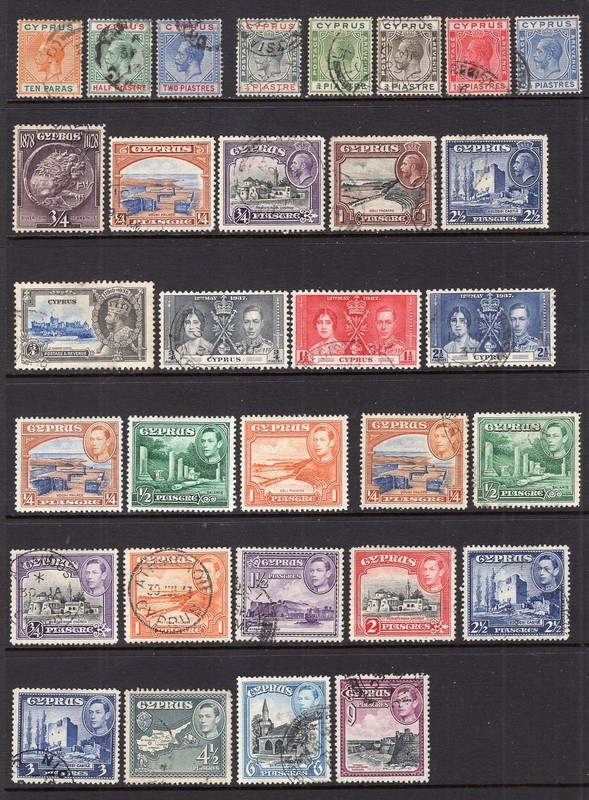 Cyprus GV-QE Selection 67 Stamps Most Used