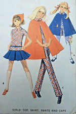 Vintage 1970s McCall's 2331 Girl Top Skirt Trousers Cape Sewing Pattern Sz 8