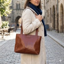 Borsa a spalla Tote Bag in pelle marrone  I Santi Vintage 1990 Made in Italy