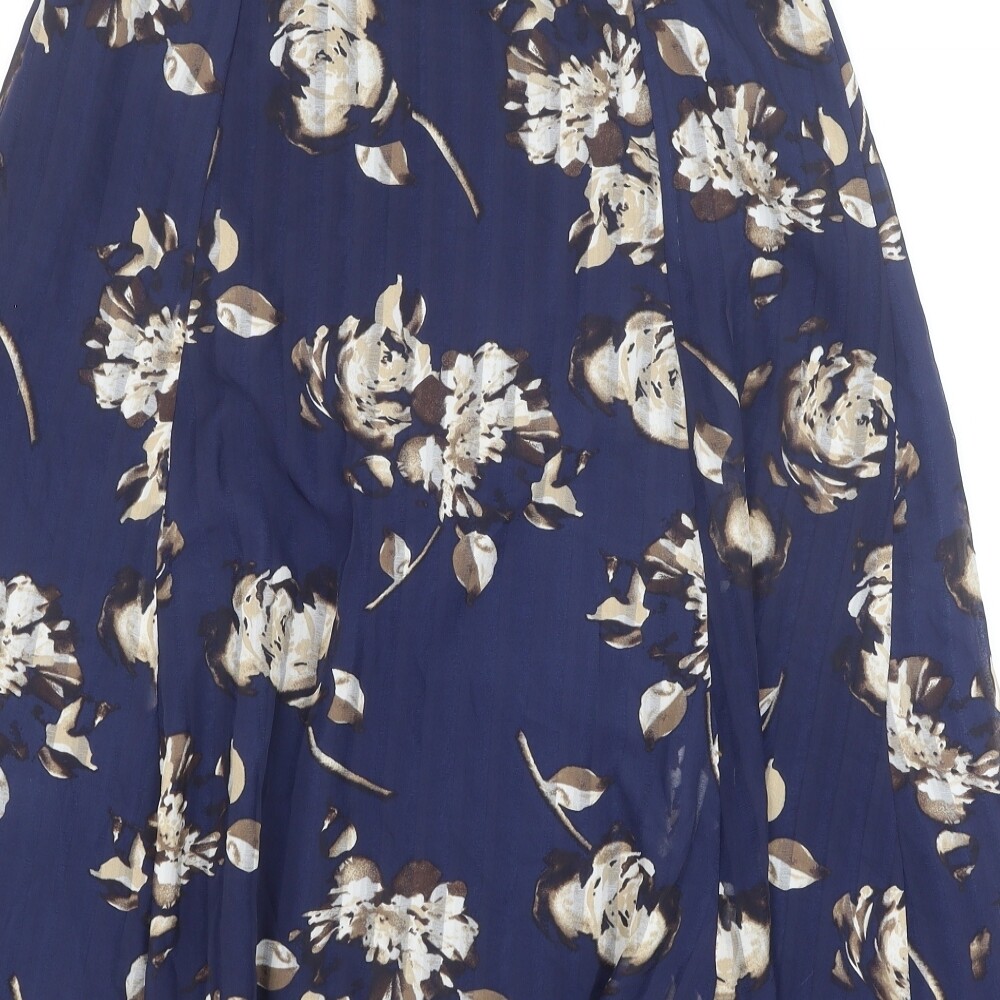 Eastex Womens Blue Floral Polyester Pleated Skirt Size 10 Zip eBay