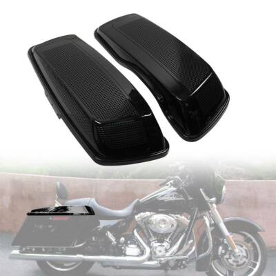 Vivid Black Dual 6x9'' Speaker Saddlebag Lids For 2014+ Harley Davidson Touring