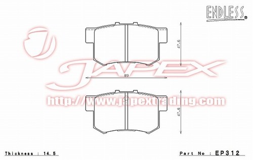 ENDLESS Type-R Front & Rear Brake Pad Set for CIVIC FD2 EP450/EP312 - Picture 3 of 3