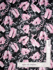Ballet Theatre Pink Pearl Act Ballet Slippers Black Fabric Kanvas Studio By Yard