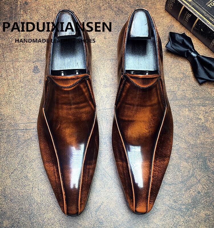 SAOLA Scarpe slip on uomo a punta inglesi vera pelle bovina eleganti formali festa tg